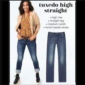 CaBi tuxedo stripe high straight Jeans 3750